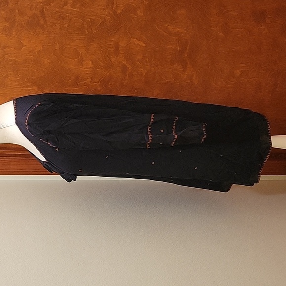 Madewell | Black Embroidered Signal Dress with Orange Stitching in size Small - Picture 5 of 11